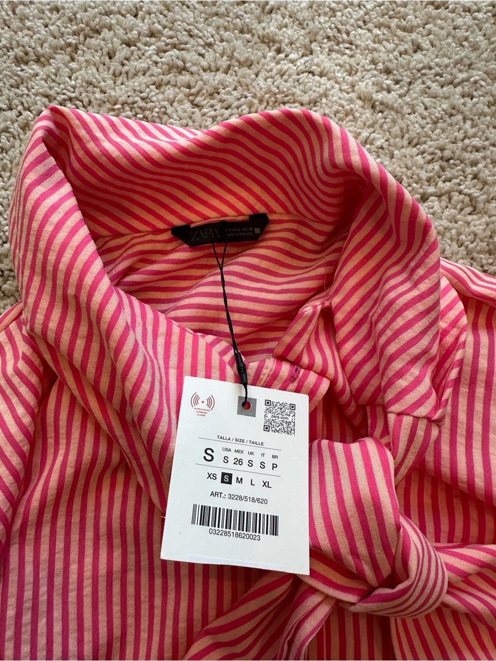 Zara Tied Striped Shirt - Picture 7 of 8